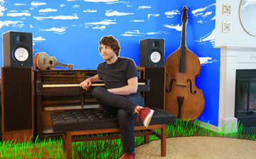 nice young man, piano, clouds